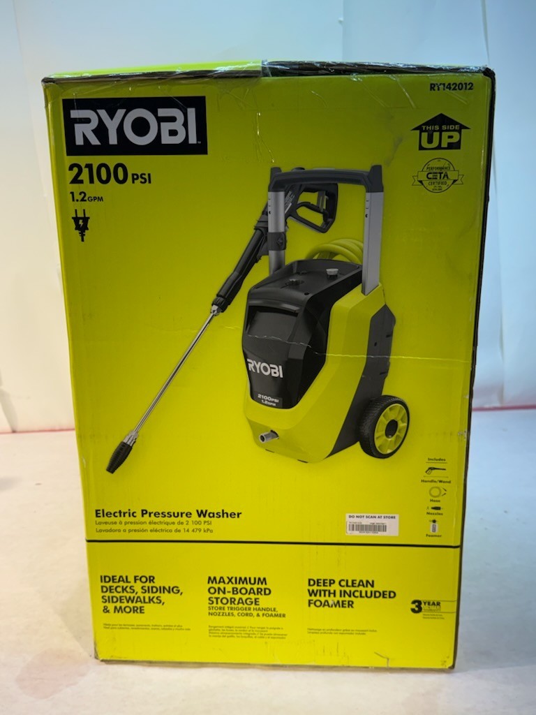 Ryobi RY142012 2100 PSI Corded Electric Cold Water Pressure Washer w/ Foamer