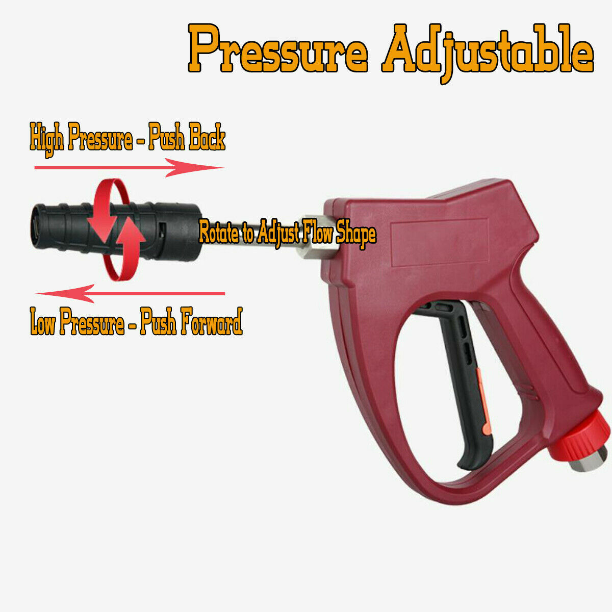 High Pressure Power Washer Water Spray Gun Nozzle 2 Mode G1/4 Thread Adapter