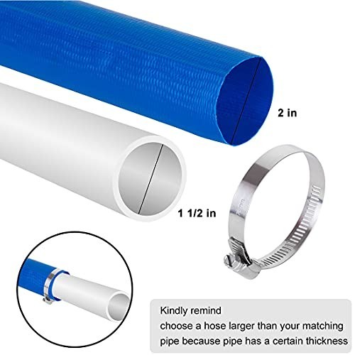 Manguera piscina 2″x50FT resistente presión, drenaje agua, flexible azul