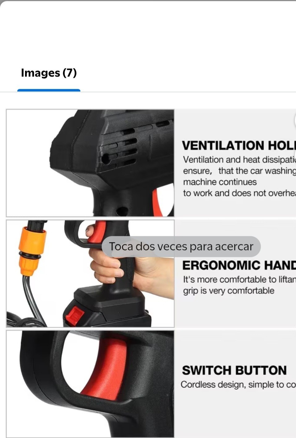 EAFC Cordless Battery Cold Water Pressure Washer Gun Kit Hose Nozzles Charger