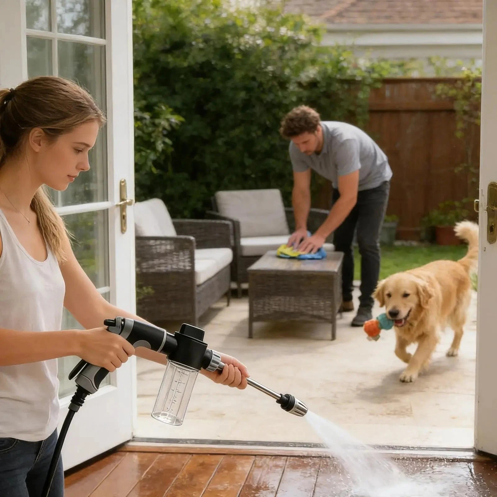 Aquoxis Cordless Cleaning Device Converts Garden Hose to Pressure Washer