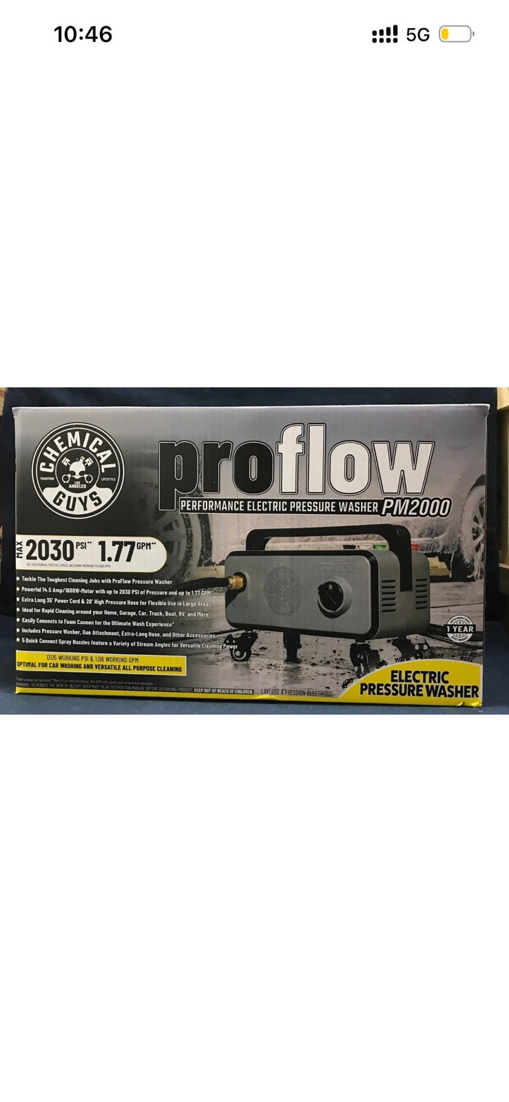 Chemical Guys ProFlow PM2000 2030 PSI 1.77 GPM Compact w/ Gun Hose EQP408