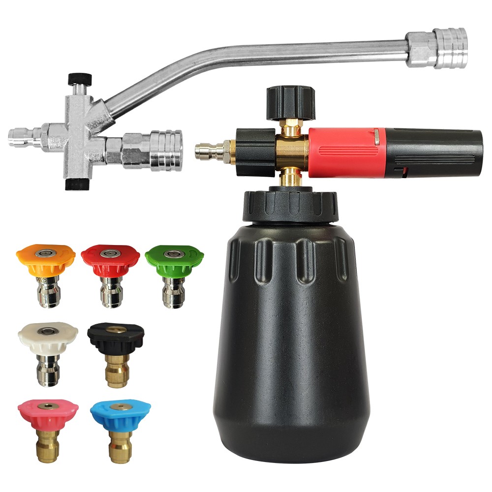 4000PSI 1/4″ Snow Foam Pressure Washer Gun Car Cleaning Soap Lance Cannon Bottle
