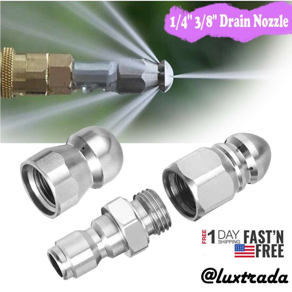 1/4” 3/8″ Drain Nozzle Pressure Washer Sewer Pipe Cleaning Jetter Hose Tool