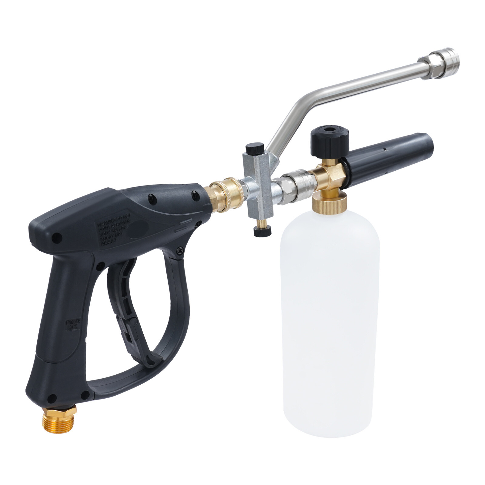 6.69in 0.22Gal Black/Silver Steel Pressure Washer Gun With 5 Replaceable Nozzles