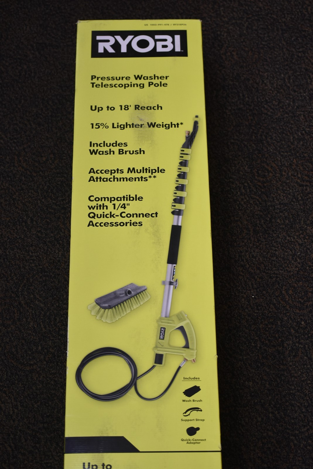 Ryobi RY31EP26VNM 18 ft. Extension Pole with Brush for Pressure Washer