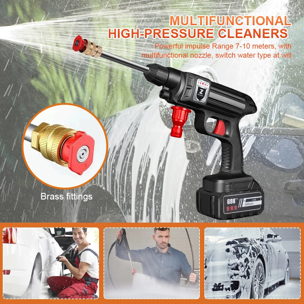 1500W 30000mAh Cordless High Pressure Washing Spray Gun