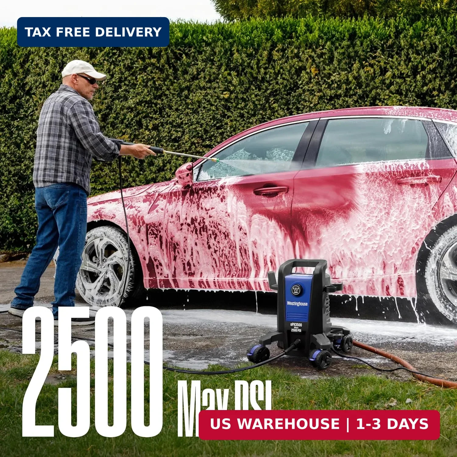 Westinghouse ePX3500 Electric Pressure Washer, 2500 Max PSI 1.76 Max GPM with An