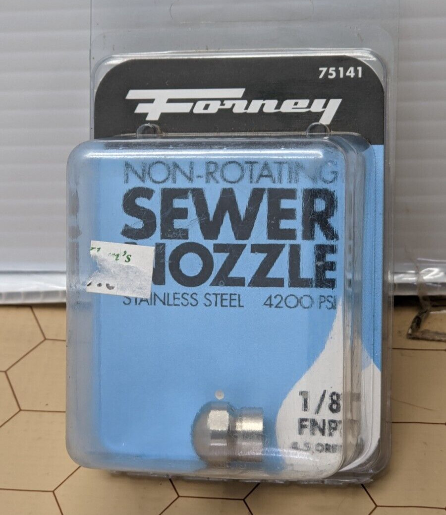 Forney Sewer Nozzle, 1/8-Inch FNPT Non-Rotating 75141 Pressure Washer Accessory