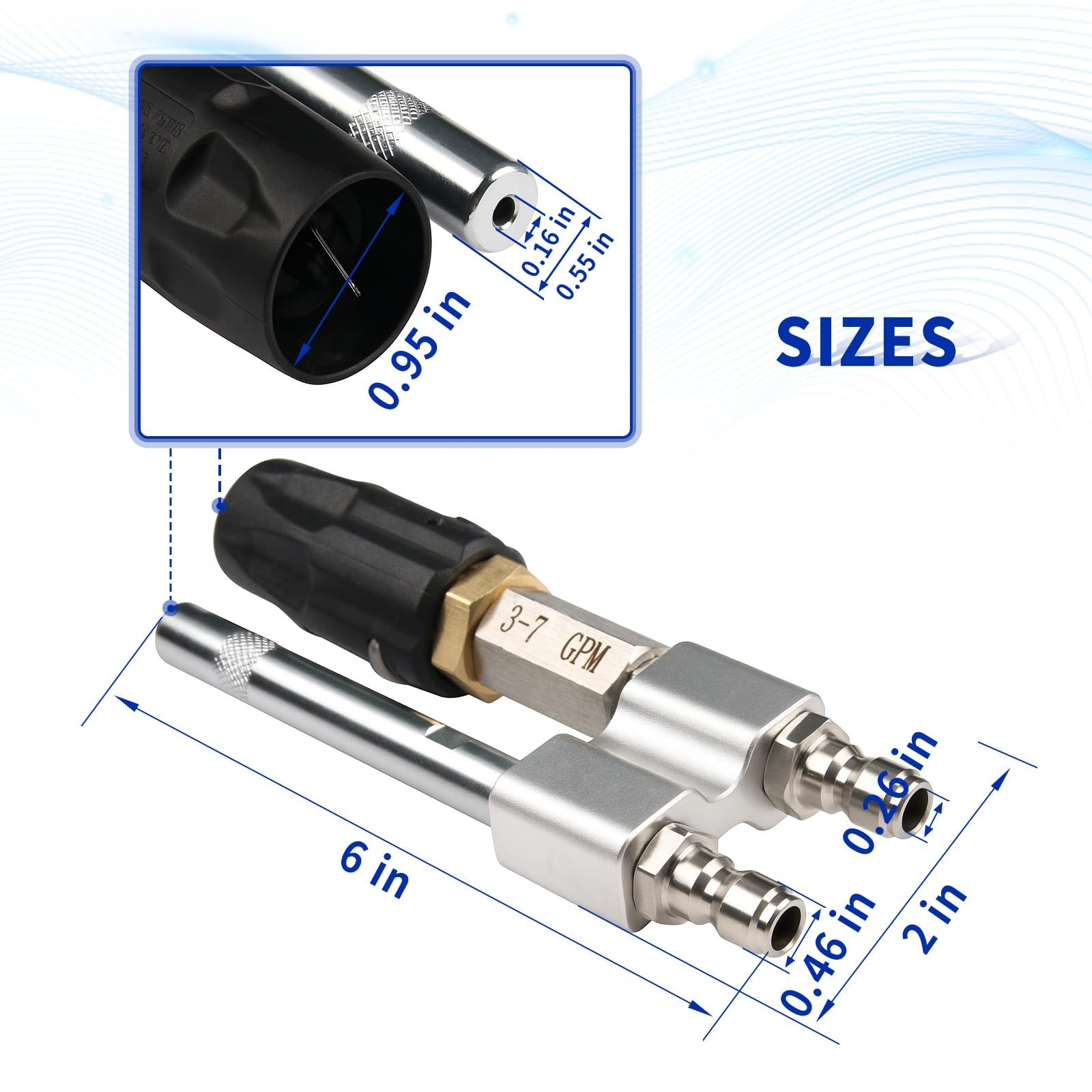 M5 Twist Nozzle for Pressure Washer Adjustable Long Range Shooter Tip 3-7 GPM…