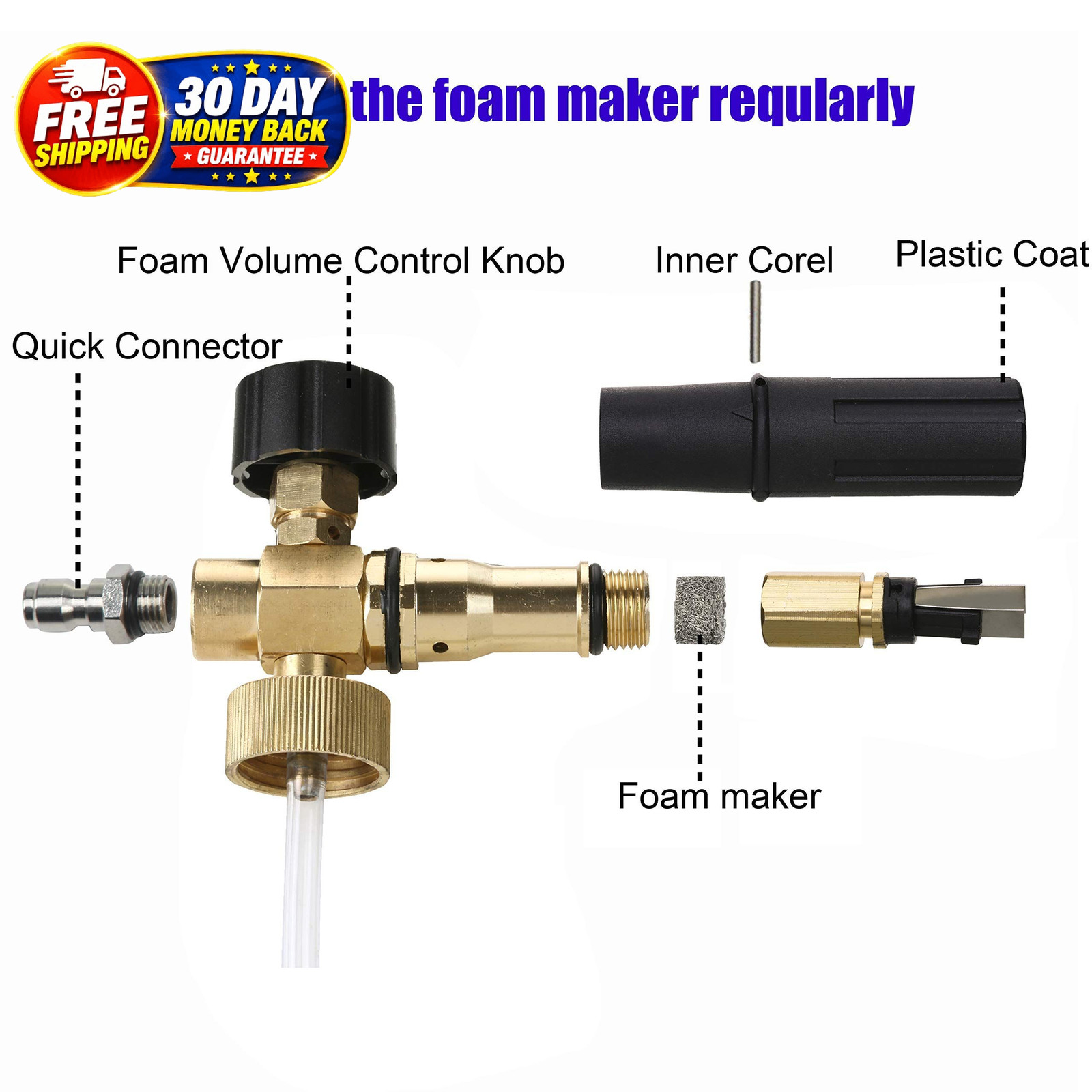 Foam Cannon with 1/4 Inch Quick 1/4” Connect, White