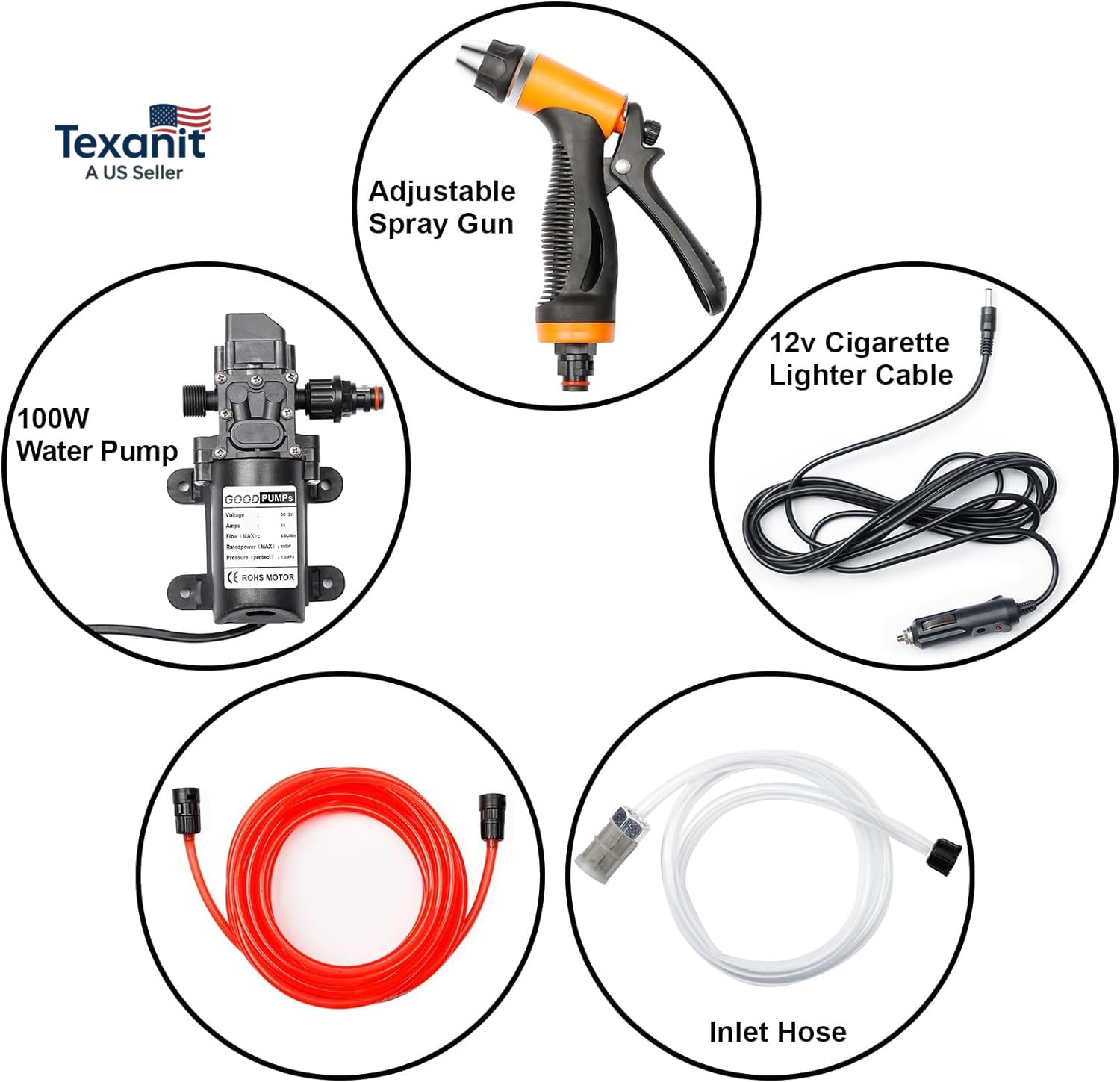 Portable Intelligent Electric Pressure Washer Pump 100W 160 PSI 12V Portable Pre