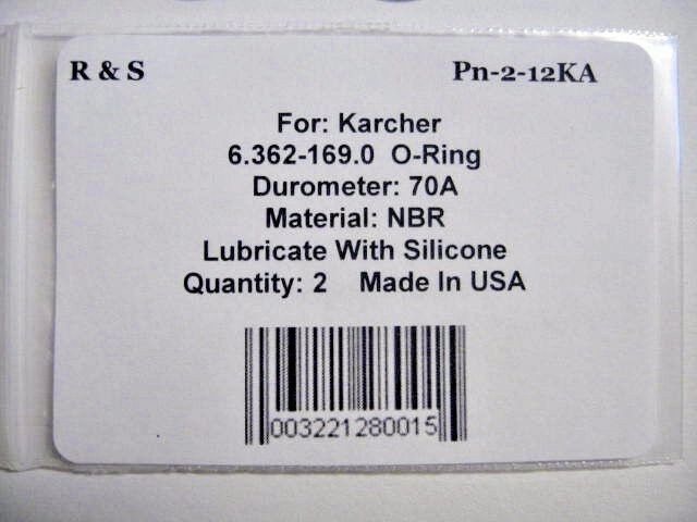 2 Karcher 6.362-169.0 / 63621690 O-Rings / R&S 2-12KA / FDA EPDM Material