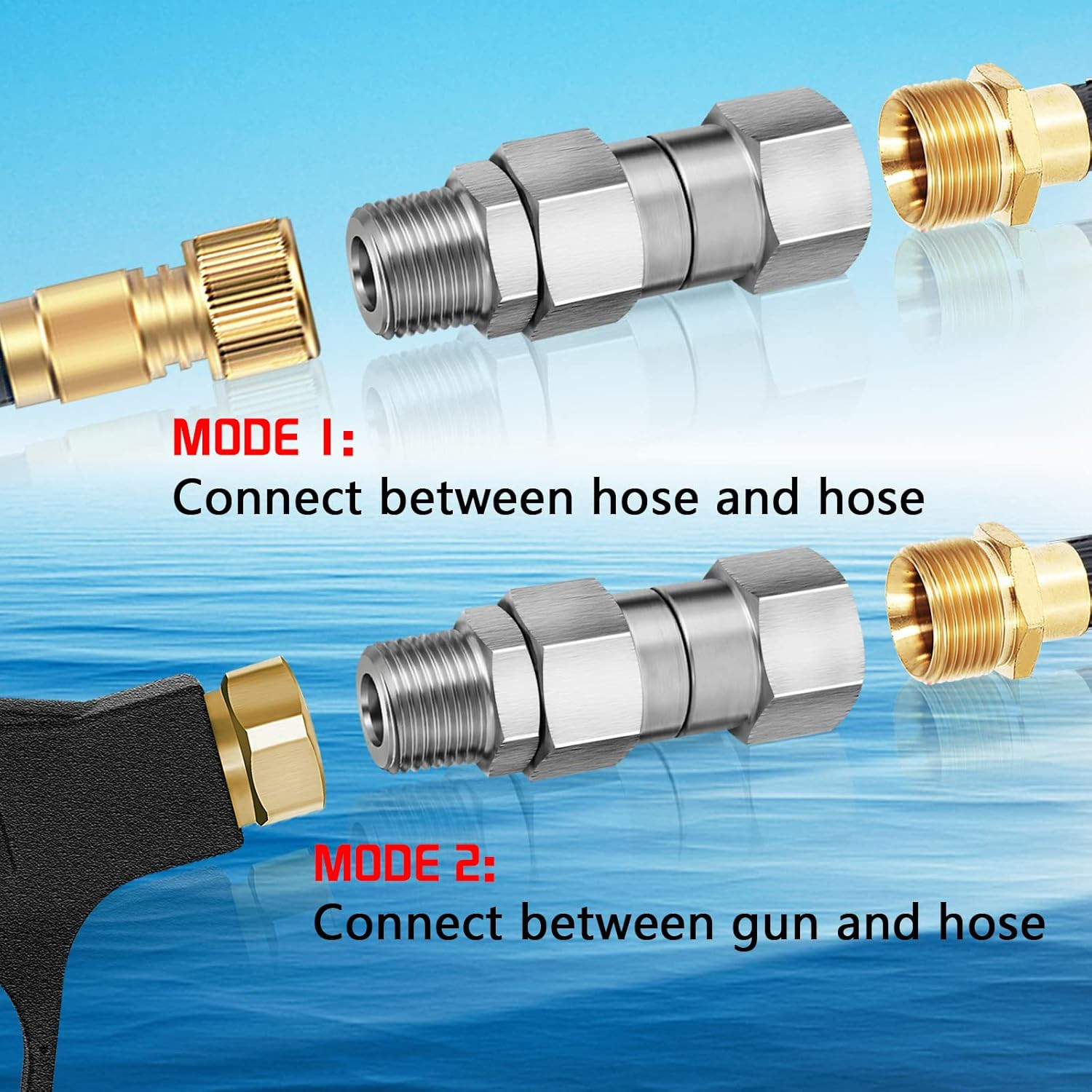 3/8 NPT Pressure Washer Swivel Fitting, anti Twist 3/8 Male to Female Stainless