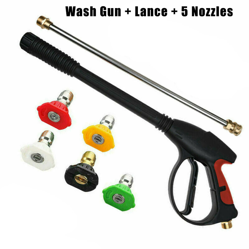 1/4″ Pressure Washer Gun + Extension Wand Lance +5 Nozzle Tips /30/50FT Hose M22