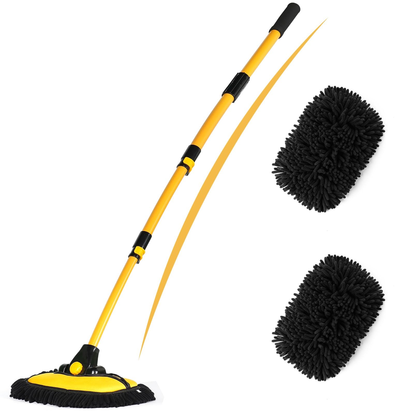 EVERRUSH 56.7″ Car Wash Brush Mop Kit Microfiber 56.7 inches, Yellow & Black