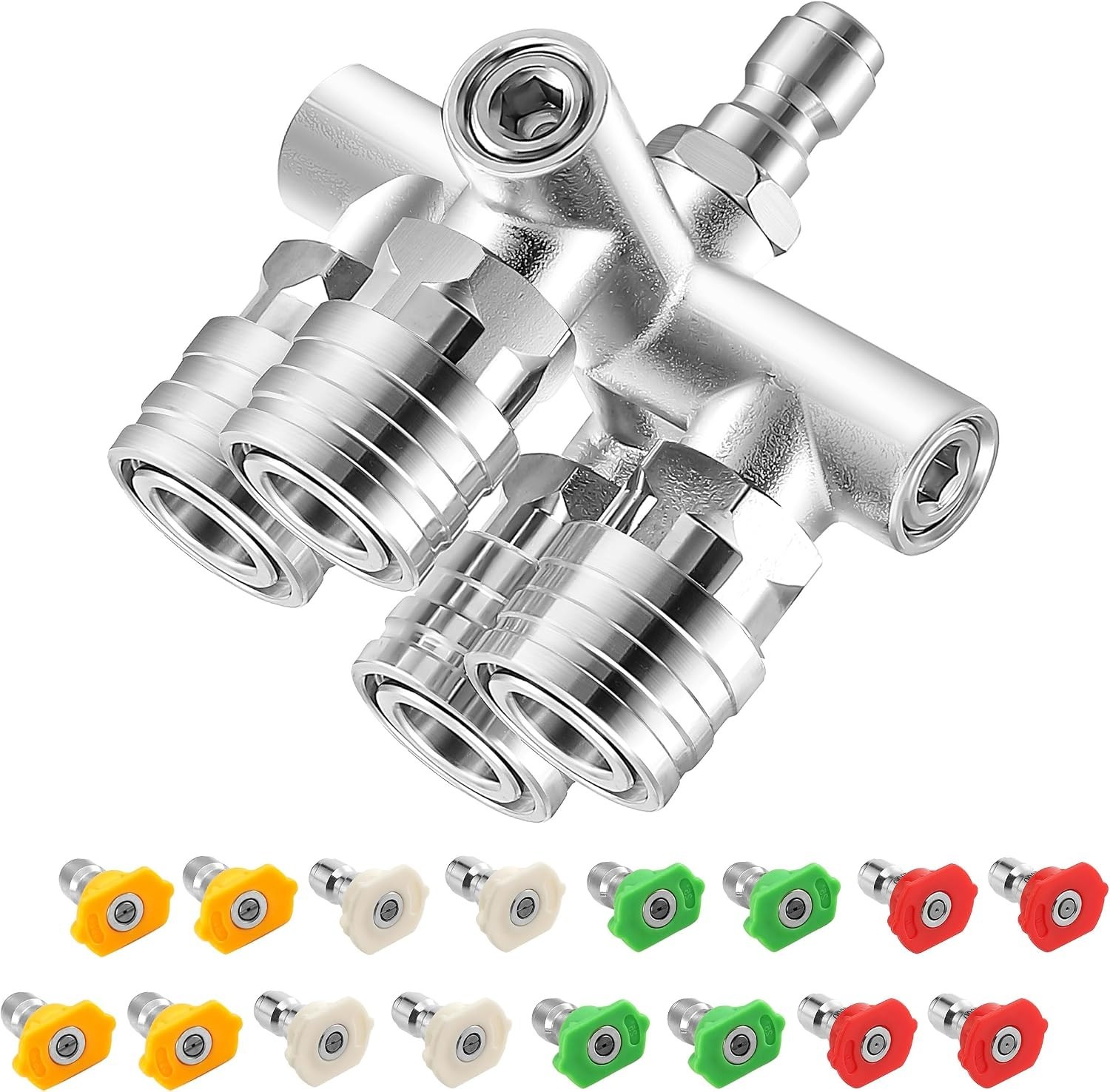 Quadruple Pressure Washer Tips, 4 in 1 Power Washer Nozzle, 4 Nozzle for Pres…