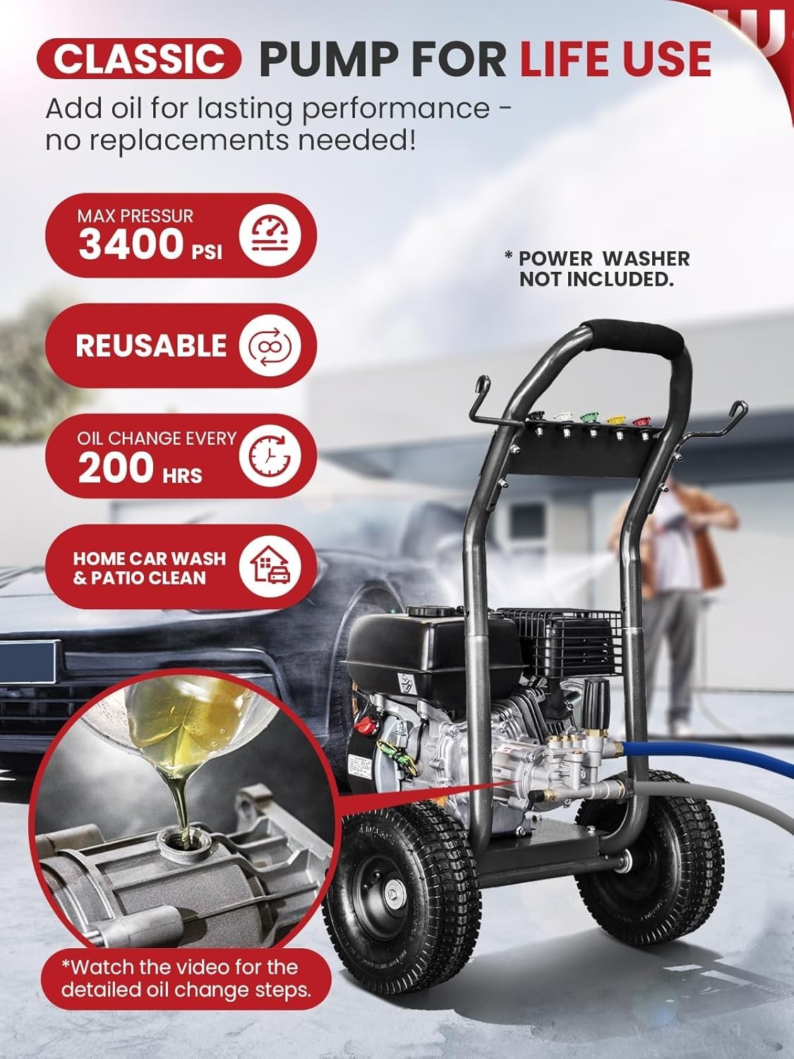 Replacement Pressure Washer Pump Kit 3400PSI 2.5GPM**