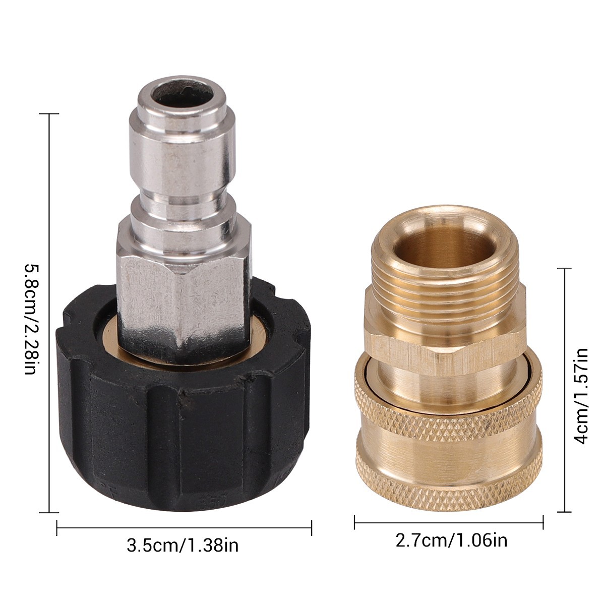 4PCS Brass Quick Disconnect Kit M22 14mm to 3/8″ High Pressure Washer Gun Hose