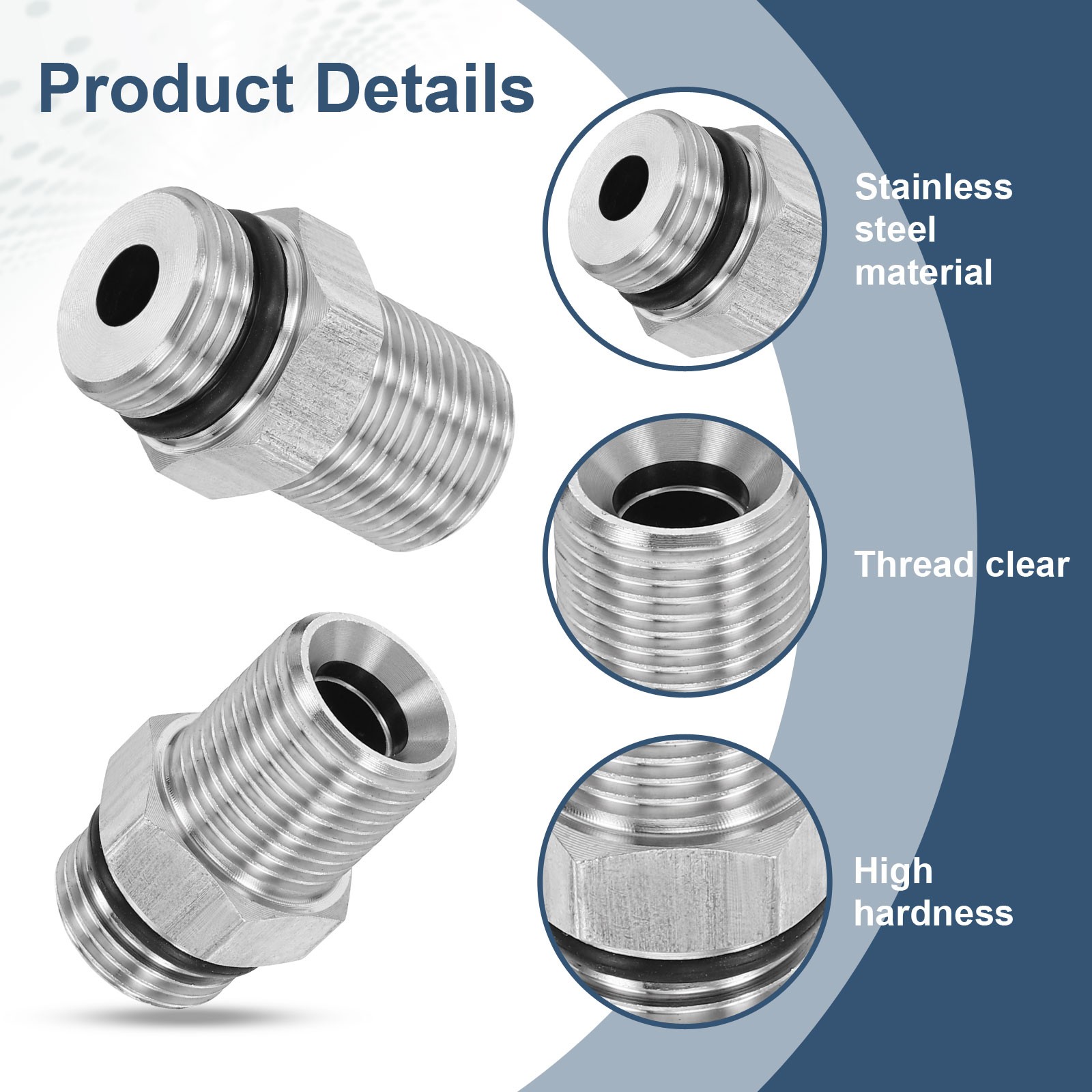 2Pcs Pressure Washer Adapter, G3/8″ Male to Male Steel Flat Fittings
