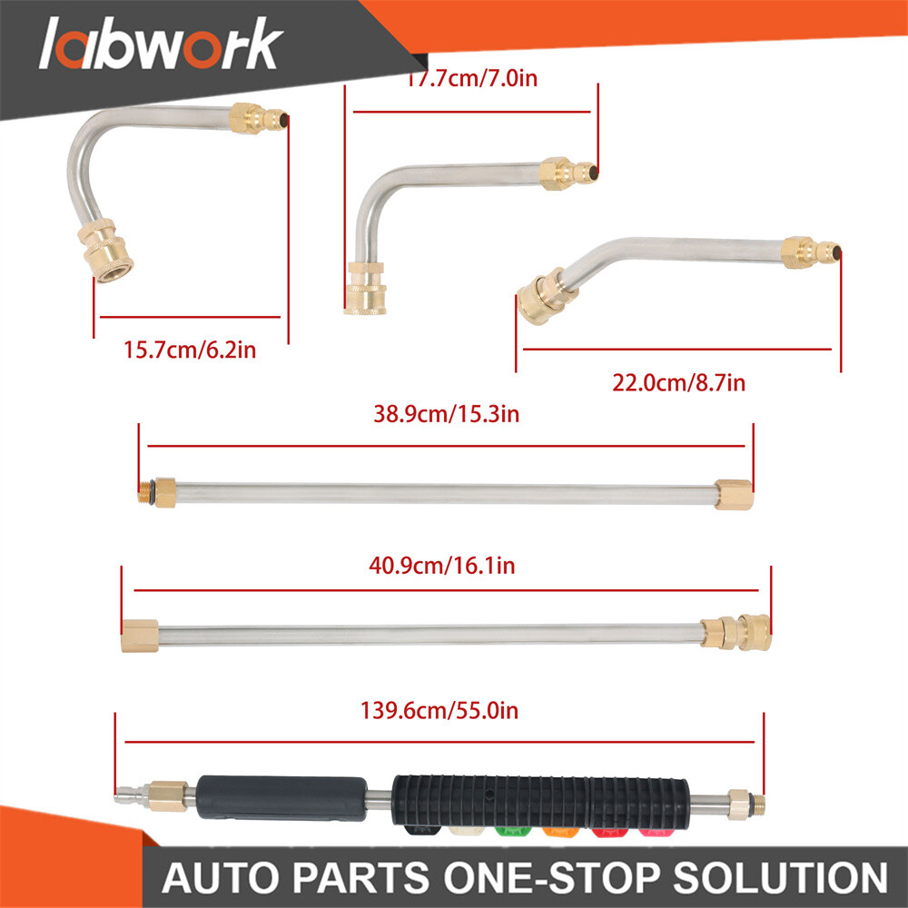 Labwork High Pressure Washer Gun Extension Wand Lance Gutter Cleaner Nozzles Kit