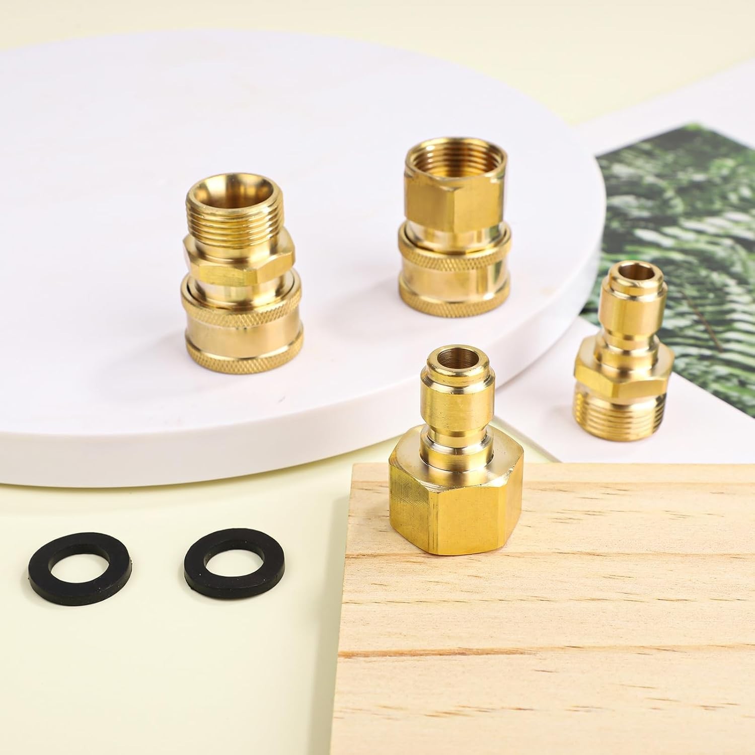4PCS M22-15mm to 1/4″ Pressure Washer Adapter Quick Connect Kit 5000 PSI