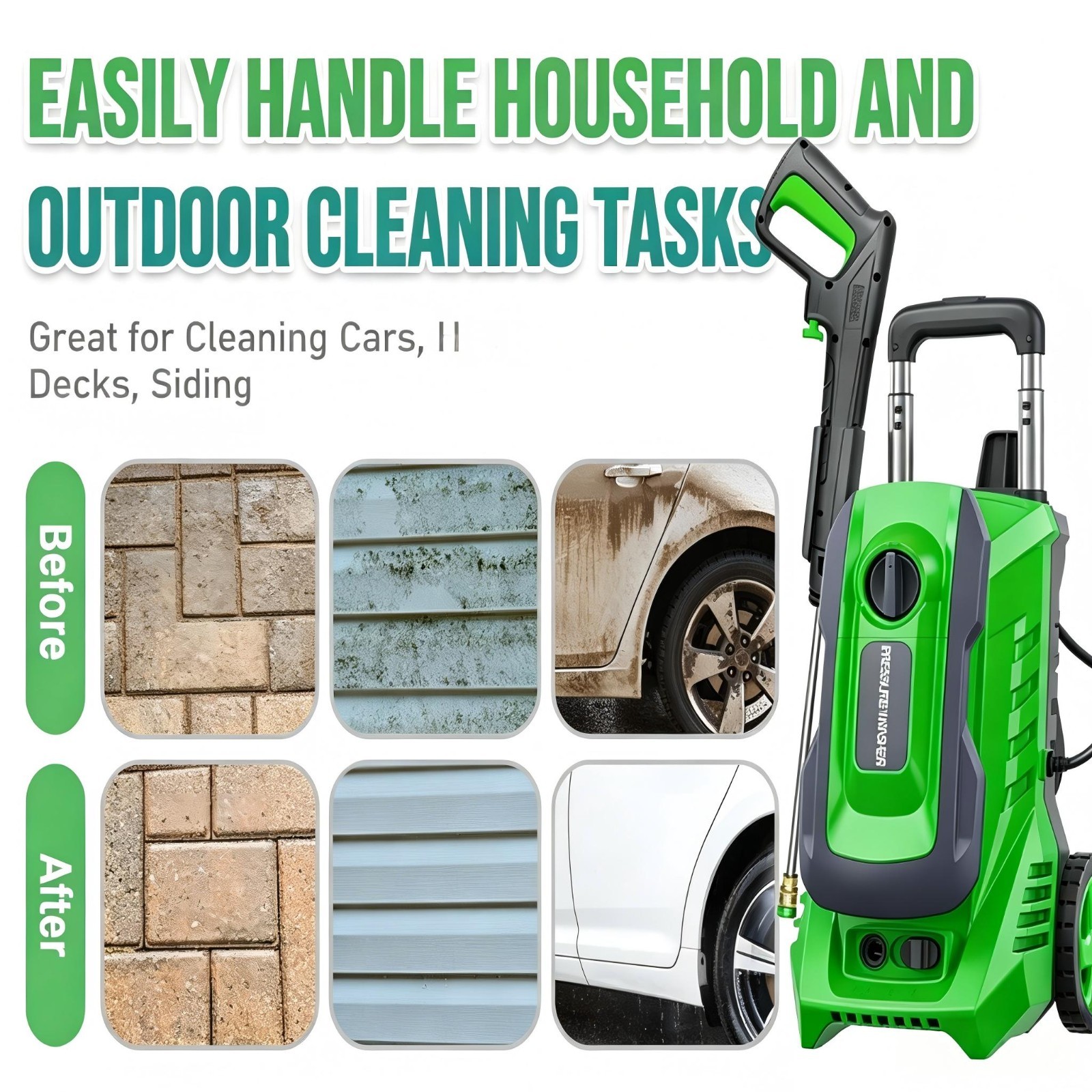 Pressure Washer 4200PSI 2.5GPM, 4 Quick Nozzles, 500ML Foam Cannon, for Patio