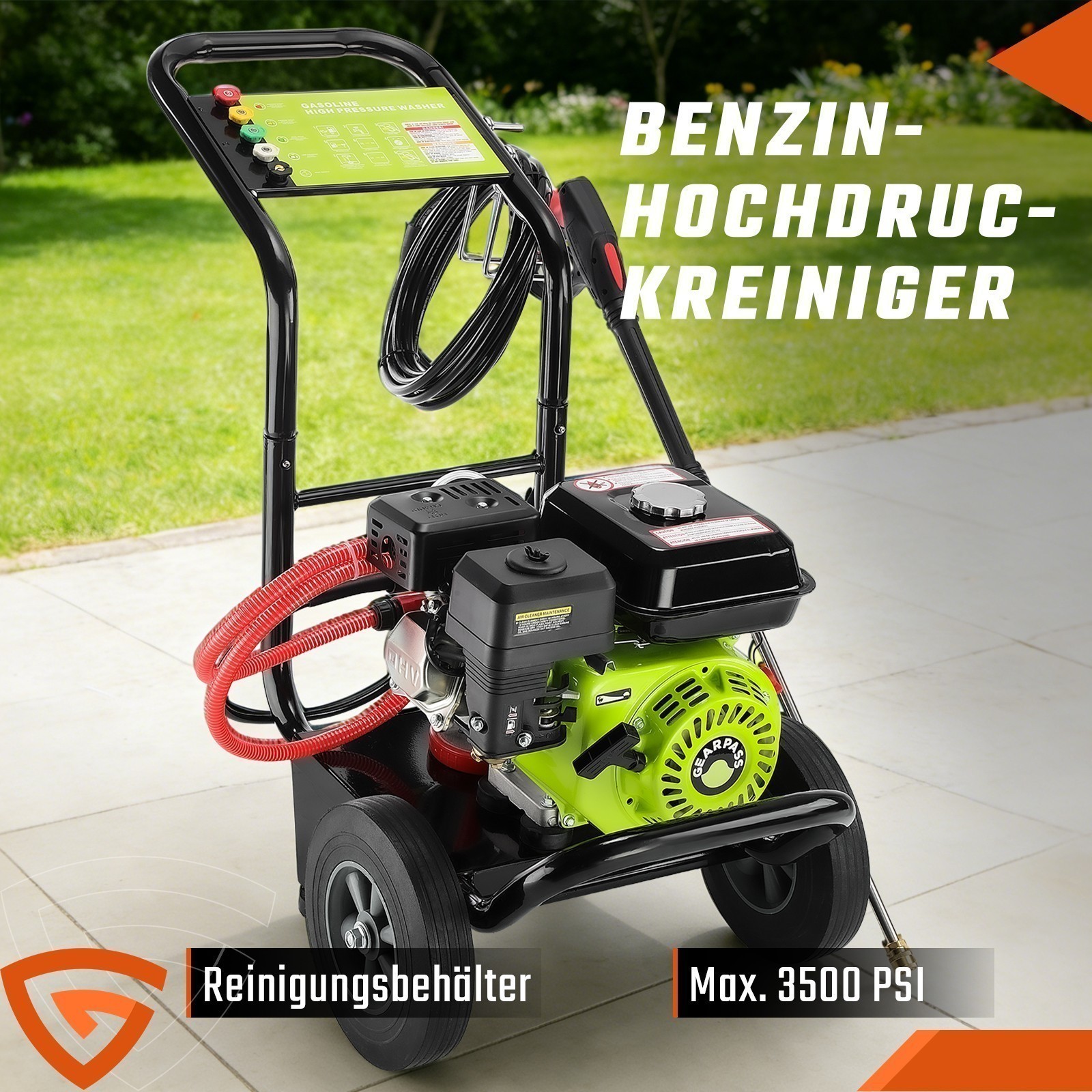 Gas Pressure Washer Gas Powered Washer 3500 PSI 2.6 GPM 212cc 5 Nozzles Black