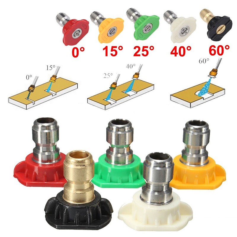 5pcs Pressure Washer Spray Tips Nozzles High Power Kit Quick Connect 1/4″ Set