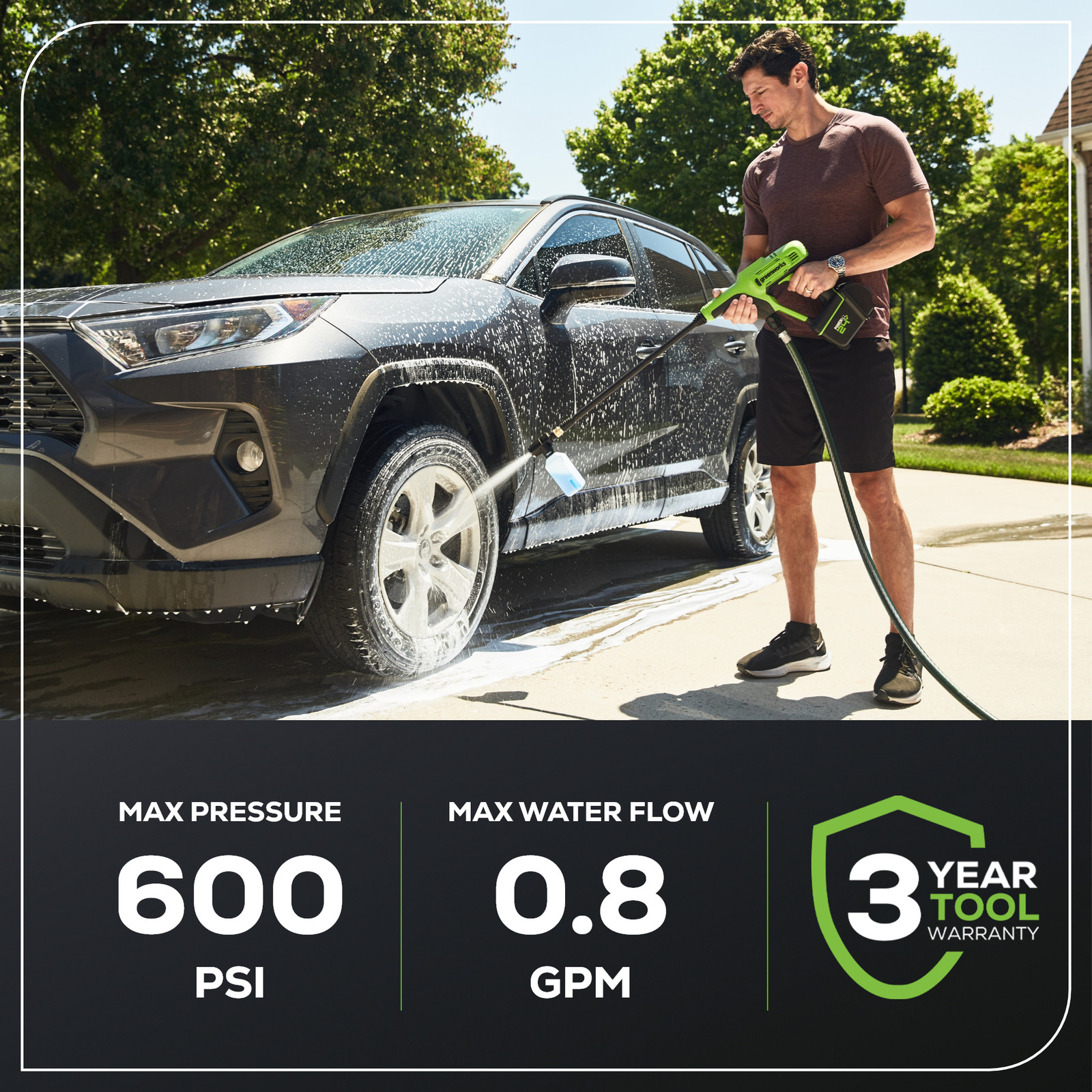 24V 600 PSI 0.8 GPM Cordless Pressure Washer (Tool Only)