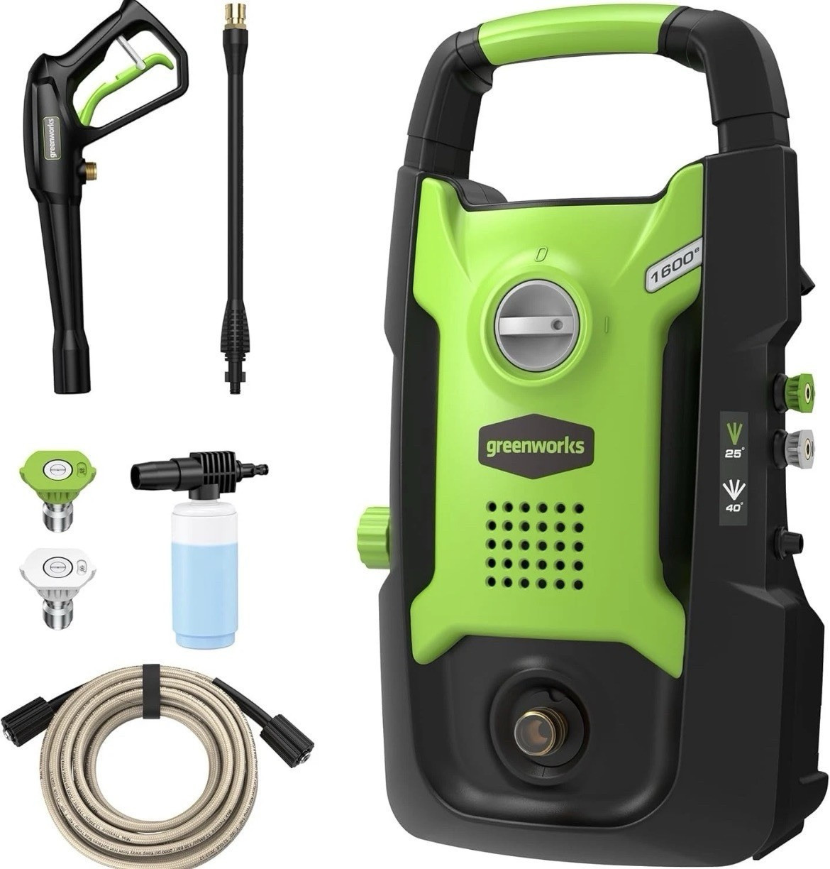 Greenworks 1600 PSI Corded Electric Pressure Washer w/ Nozzles & Hose