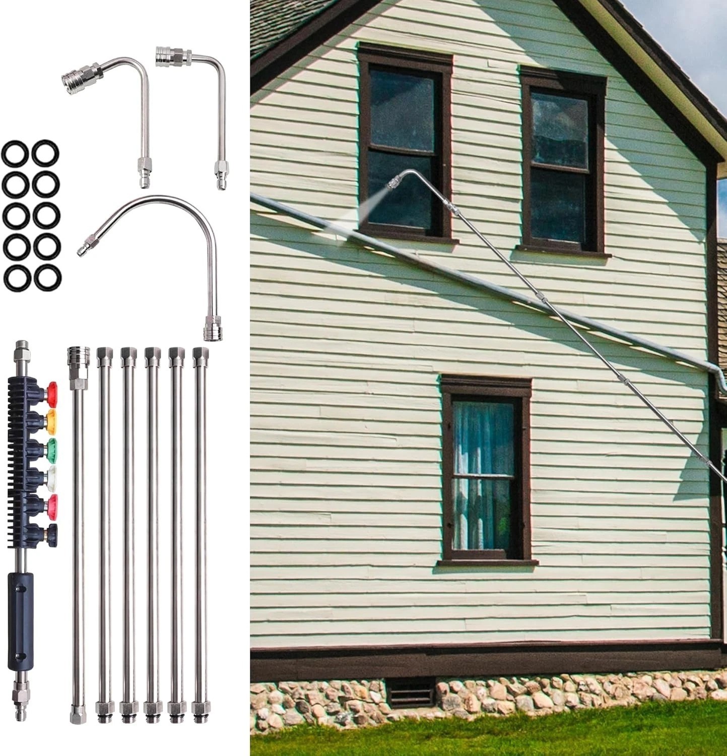 Versatile Power Washer Lance Set with 6 Nozzle Tips & Gutter Cleaner – 4000 PSI