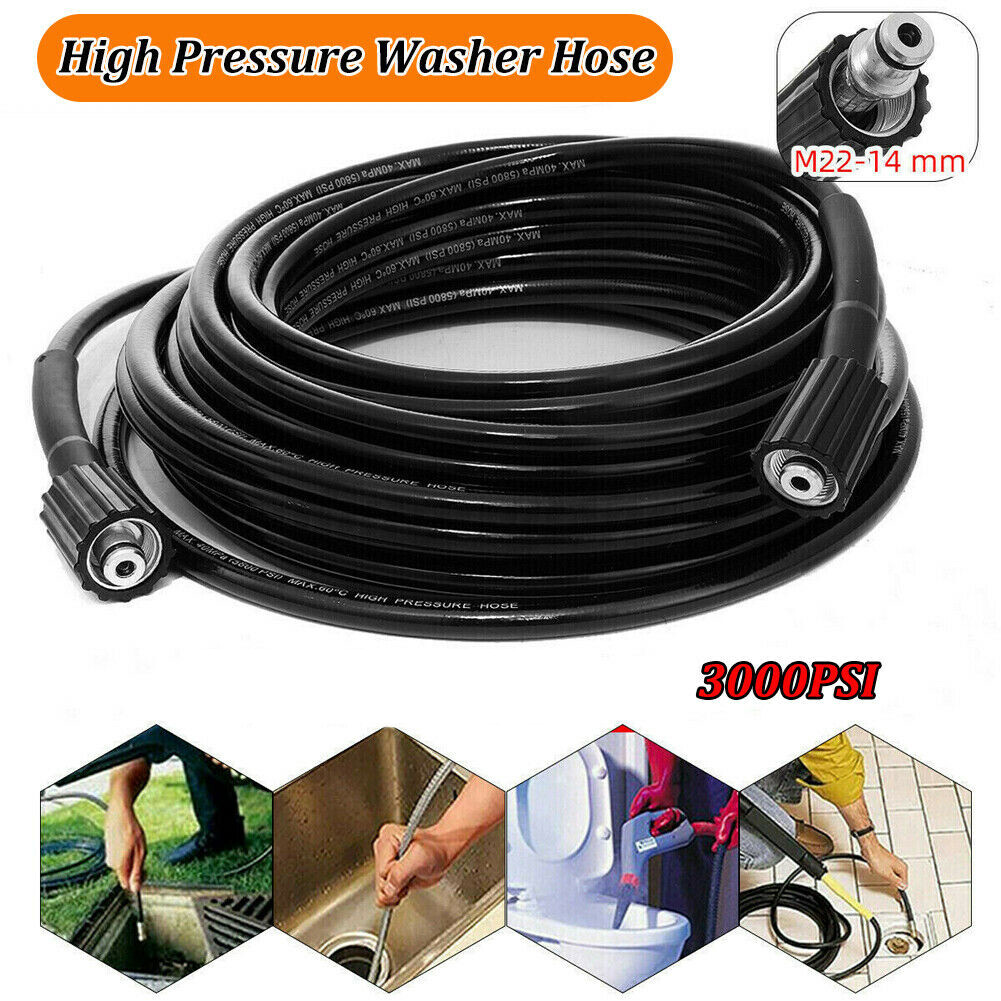 33 FT x 1/4 Inch 3200 MAX PSI High Pressure Washer Replacement Hose M22 14MM