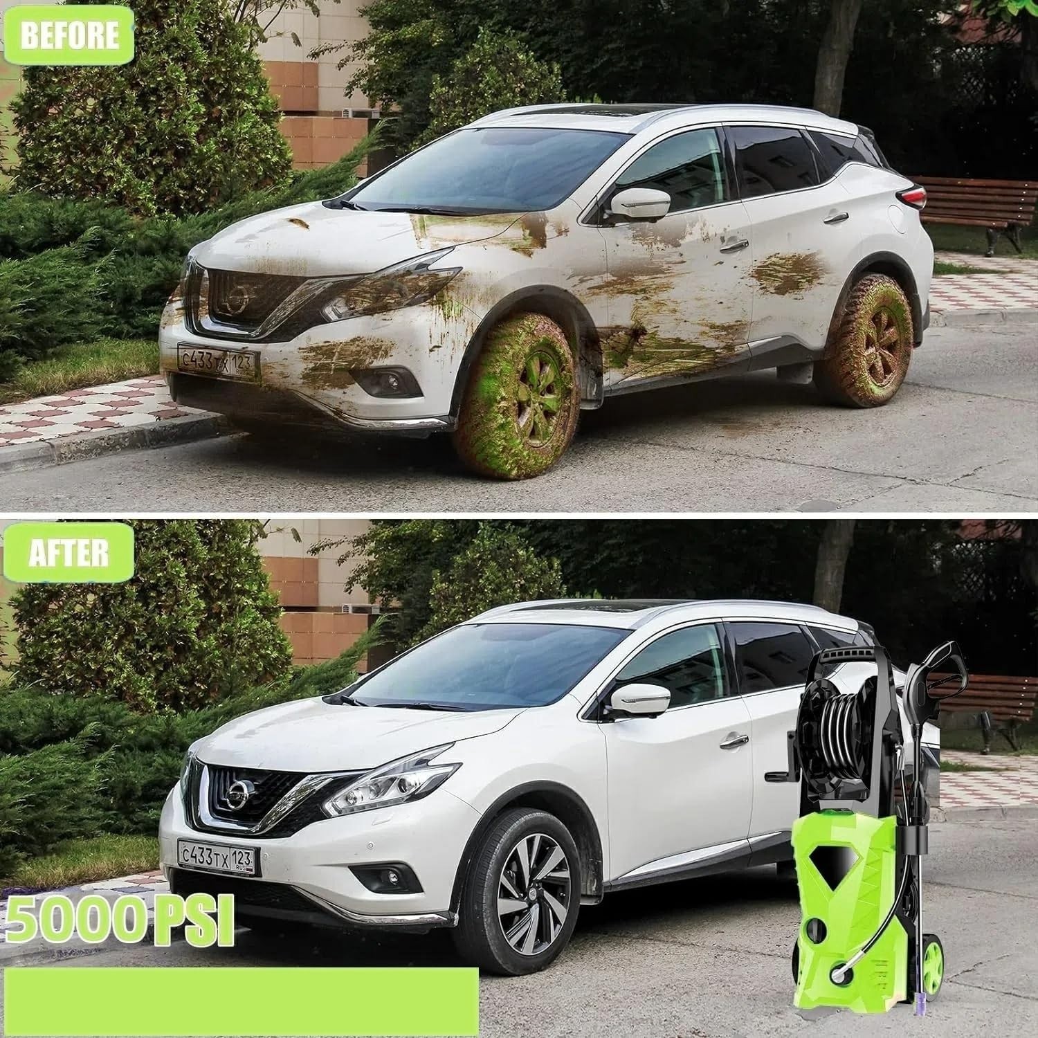 5000 PSI Electric Pressure Washer 2.8 GPM with Nozzles & Soap Bottle