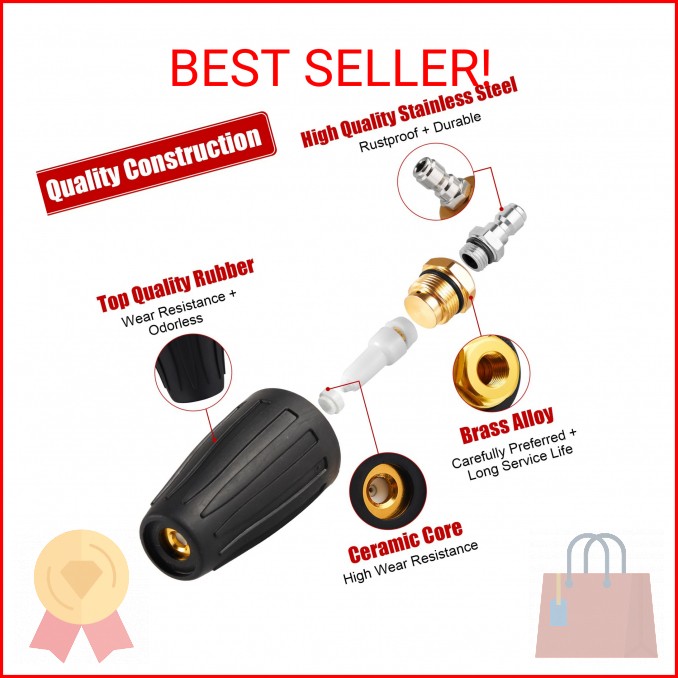 Pressure Washer Tips Turbo Nozzle Pressure Washer 4000 PSI Max Rotating Pressure