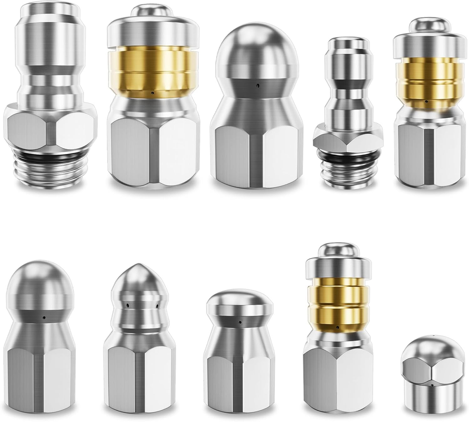 Jetter Heads Kit (Pack of 10) Jetter Nozzle Kit Rotating Button Drain Cleaning N