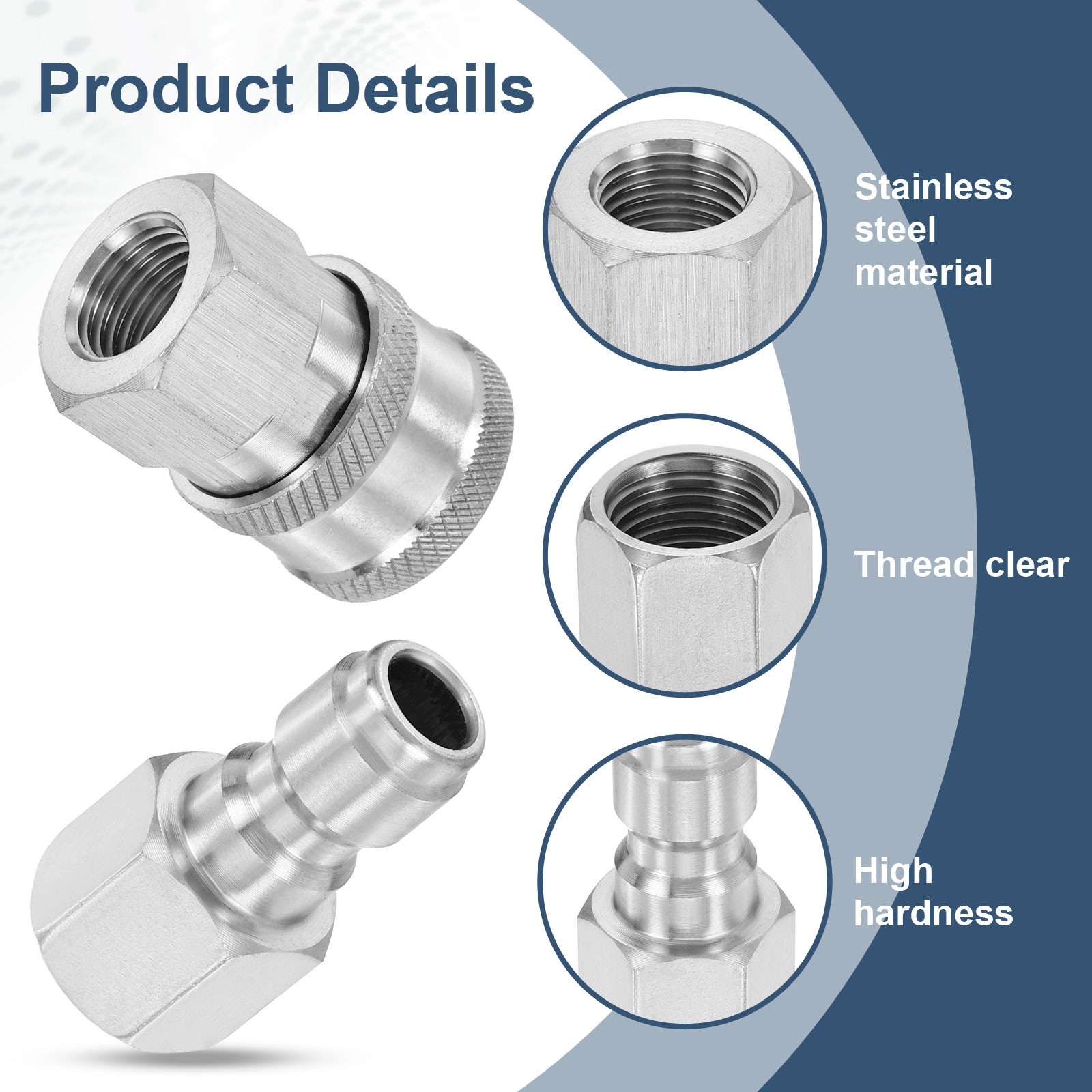 Pressure Washer Adapter, 1/4″ NPT Female Stainless Steel Fittings Kit