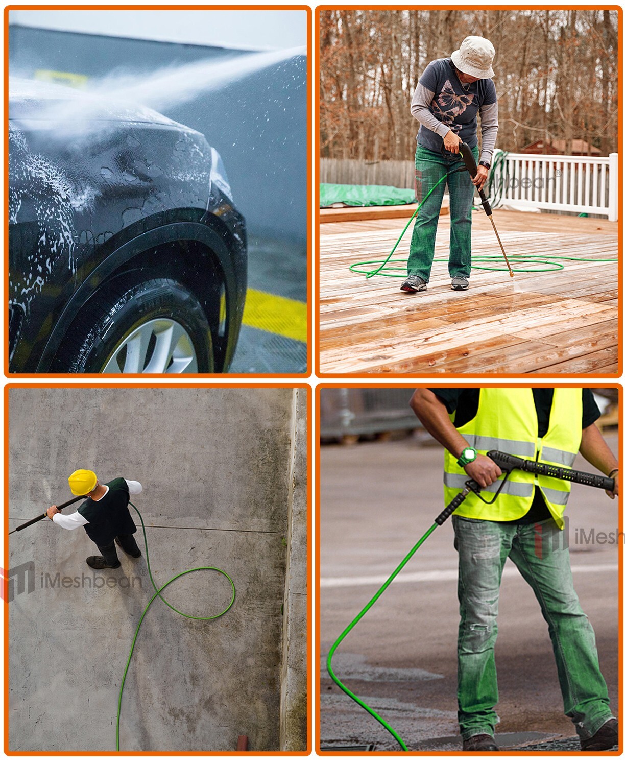 3600PSI High Pressure Power Washer Hose M22-14mm&15mm Super Flexible Extension