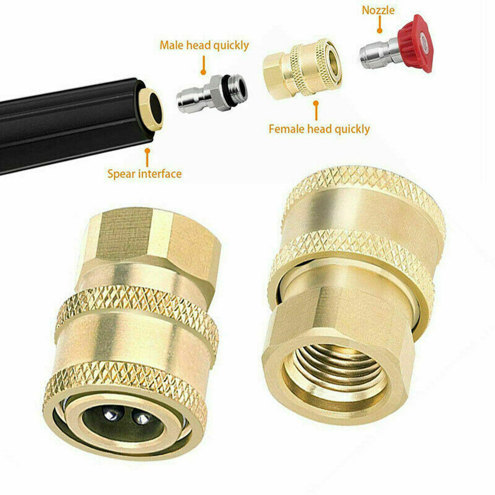 2PC Pressure Washer Coupler Brass Fittings 1/4 Inch Quick Connect To Female NPT