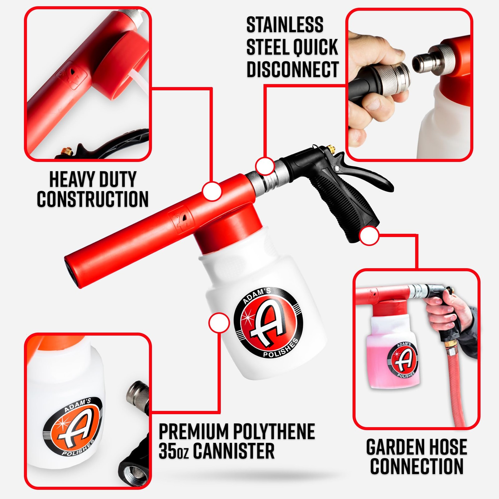 Foam Gun Car Wash Sprayer – Connects to Garden Hose for Car Washing, No Press…