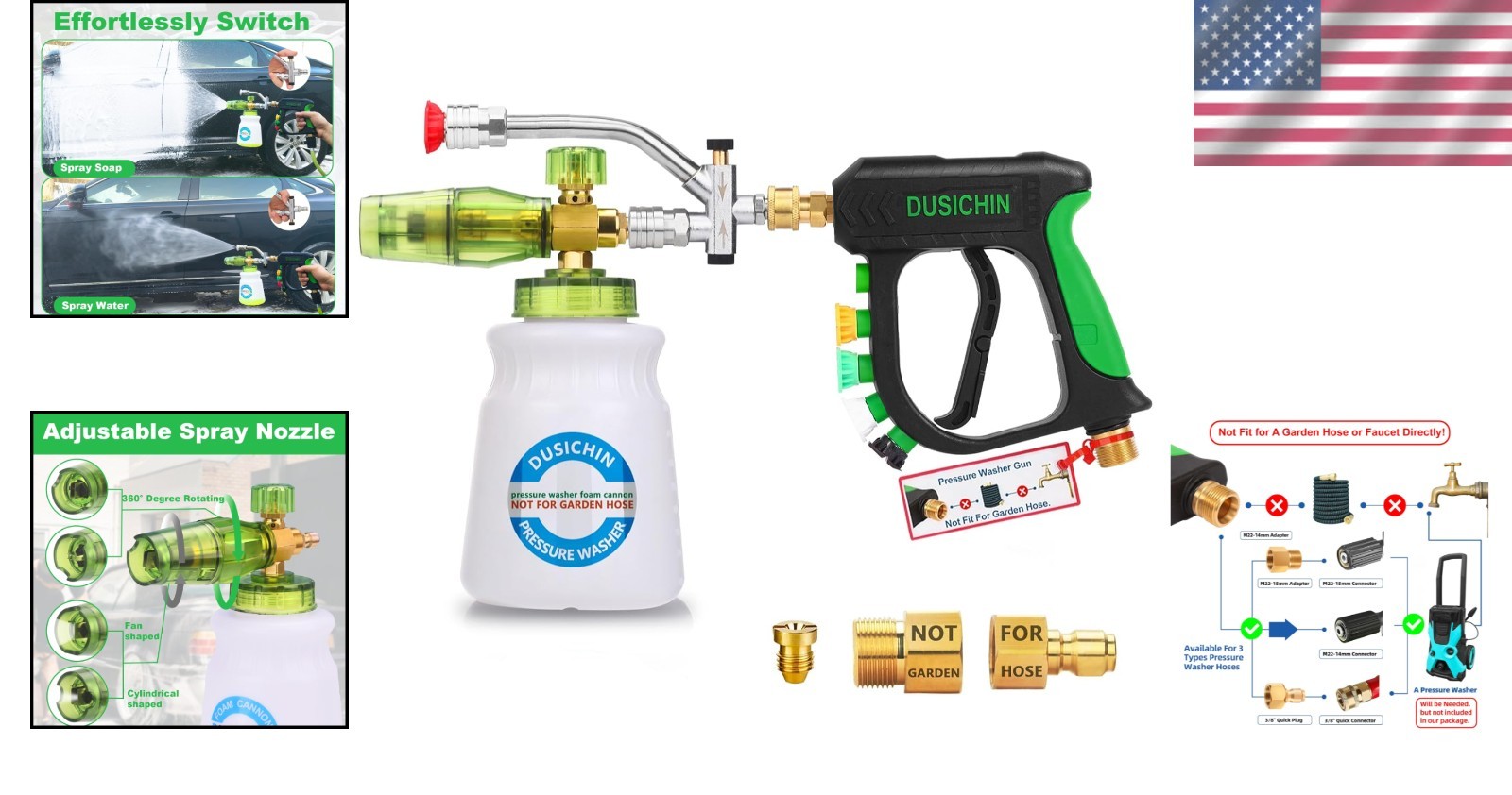 Dual Connector Foam Cannon for Pressure Washer-