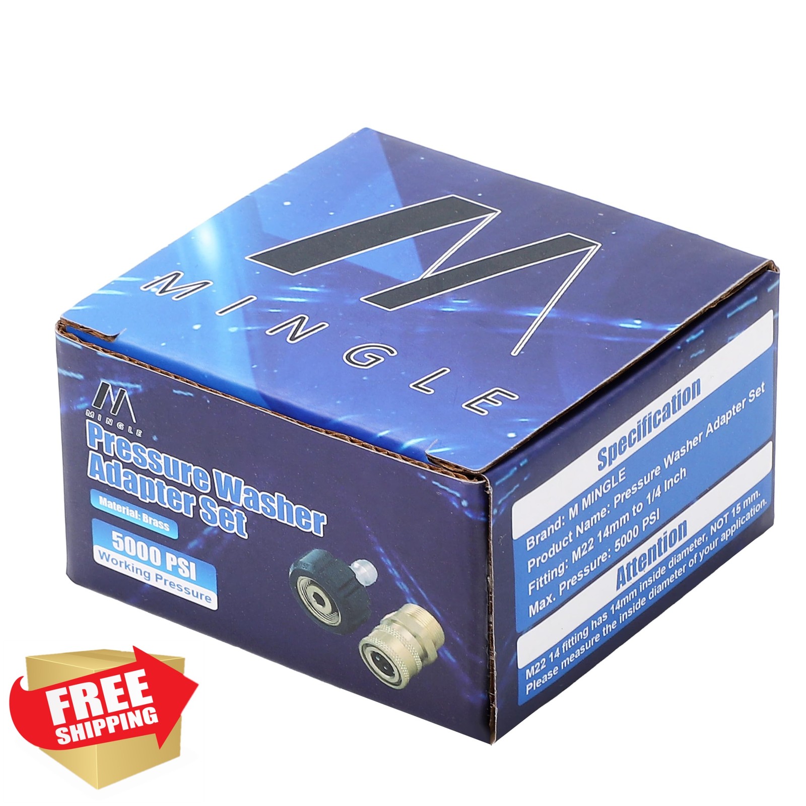 M MINGLE Pressure Washer Adapter M22 14mm to 1/4″