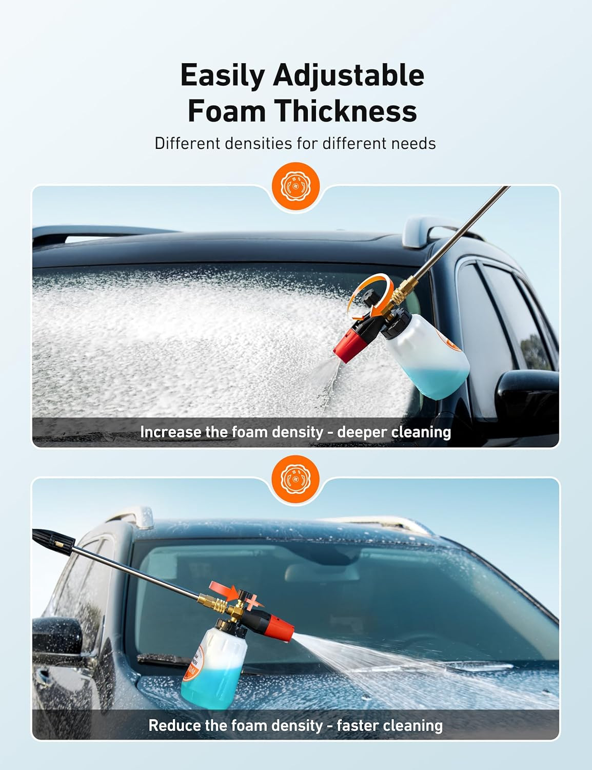 Foam Cannon, Heavy Duty Car Foam Blaster Wide Neck Adjustable Snow Foam Lance an