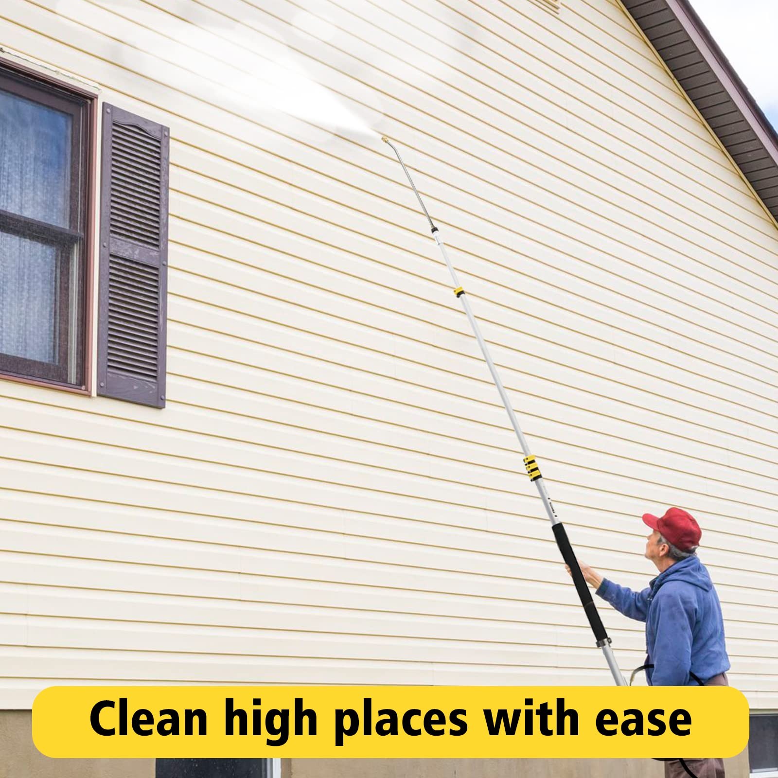 Aluminum 24 FT Telescoping Pressure Washer Wand with Pressure Washer Extensio…