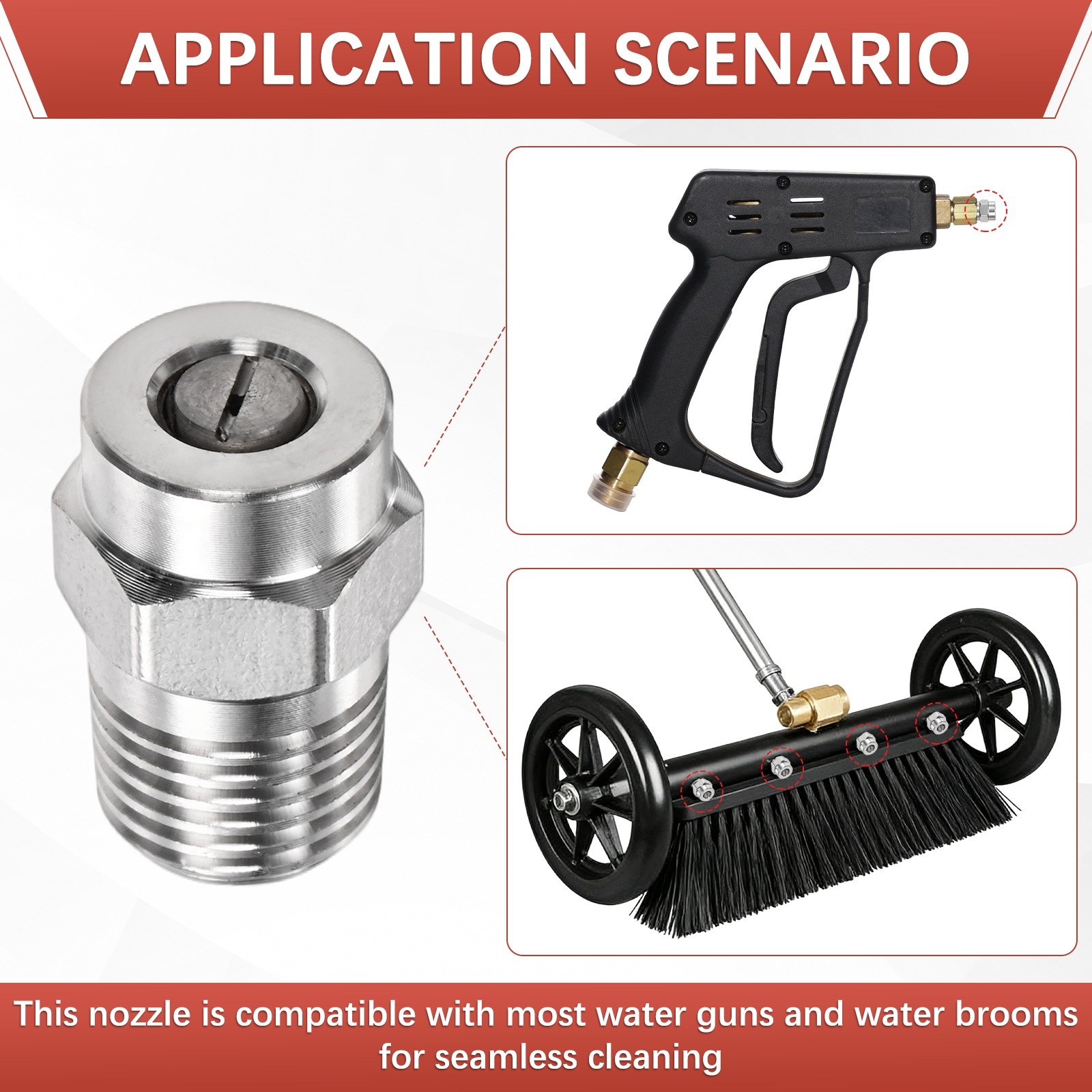 1/4″ NPT 40° Surface Cleaner Tip [2PCS] – Pressure Washer Nozzles [0.977MM Pore]