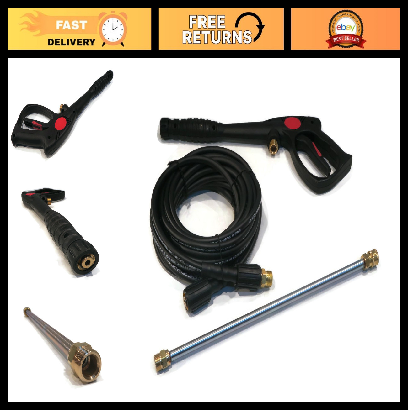 High-Pressure Spray Gun, Wand & Hose Replacement for 3000 PSI Power Washers