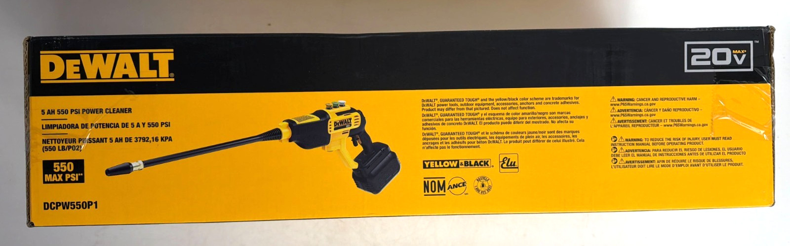 [NEW] (DCPW550P1) DEWALT 20V MAX* 550 PSI Cordless Power Cleaner Kit