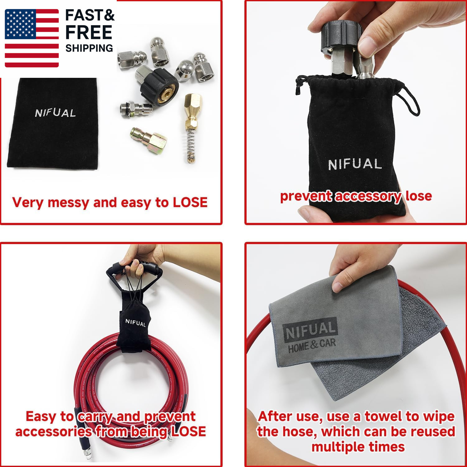 NIFUAL Sewer Jetter Kit for Pressure Washer,100Ft 5800PSI Pressure Drain Cleaner