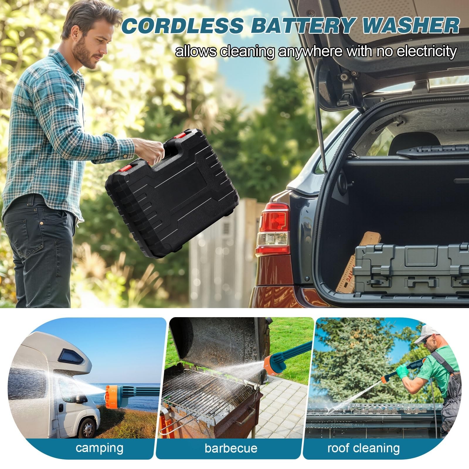 6000mAh Portable Cordless Washer Brushless Battery Operated Handheld Car Washer