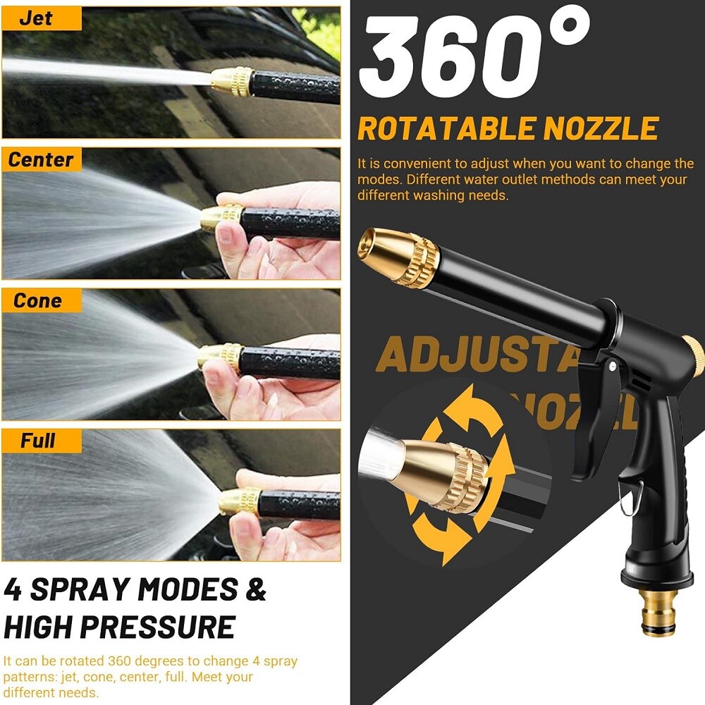 High Pressure Water Spray Gun Car Wash Metal Brass Nozzle Garden Pipe Hose Lawn